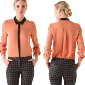 A.L.C Gillian Salmon Silk Button Down Shirt Small